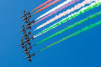 ARCHIVIO - Actuality Frecce Tricolori flying over Milan