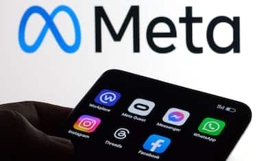 All Meta Platforms apps on the screen of smartphone Facebook, Instagram, WhatsApp, Messenger, Threads, Meta Quest, Workplace. Concept Stafford, United