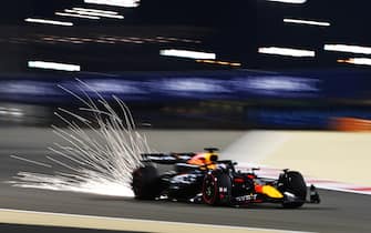 BAHRAIN INTERNATIONAL CIRCUIT, BAHRAIN - MARCH 01: Sparks fly from Max Verstappen, Red Bull Racing RB20 during the Bahrain GP at Bahrain International Circuit on Friday March 01, 2024 in Sakhir, Bahrain. (Photo by Mark Sutton / Sutton Images)