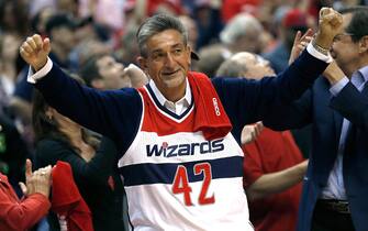 WASHINGTON, DC - APRIL 27:  Ted Leonsis, owner of the Washington Wizards, celebrates late in the fourth quarter as his team plays against the Chicago Bulls in Game 4 of the Eastern Conference Quarterfinals during the 2014 NBA Playoffs at the Verizon Center on April 27, 2014 in Washington, DC. Washington won the game 98-89. NOTE TO USER: User expressly acknowledges and agrees that, by downloading and or using this photograph, User is consenting to the terms and conditions of the Getty Images License Agreement.  (Photo by Win McNamee/Getty Images)