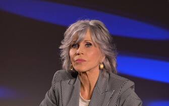 US actress Jane Fonda attends a "Rendez-Vous With Jane Fonda " at the 76th edition of the Cannes Film Festival in Cannes, southern France, on May 26, 2023. (Photo by Samantha DUBOIS / AFP) (Photo by SAMANTHA DUBOIS/AFP via Getty Images)