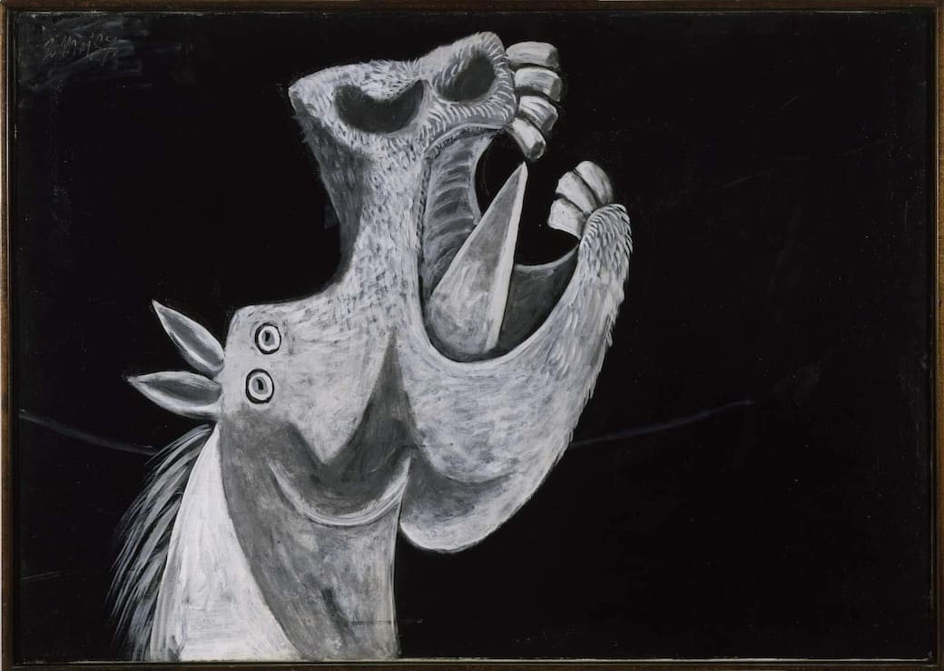 Pablo Picasso, Horse Head. Sketch for Guernica, 1937, oil on canvas. Museo Nacional Centro de Arte Reina Sofía, Madrid © Succession Picasso 2026