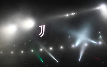 TURIN, ITALY - February 06, 2022: Logo of Juventus FC is seen during a lights show prior to the Serie A football match between Juventus FC and Hellas Verona FC. (Photo by Nicolò Campo/Sipa USA)