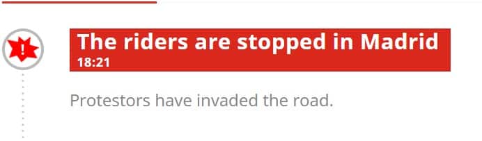 Il comunicato della Vuelta