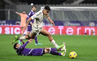 AS Roma's forward Paulo Dybala  against Fiorentina's midfielder Maxime Lopez during the Serie A soccer match ACF Fiorentina vs AS Roma at Artemio Franchi Stadium in Florence, Italy, 10 March  2024
ANSA/CLAUDIO GIOVANNINI
