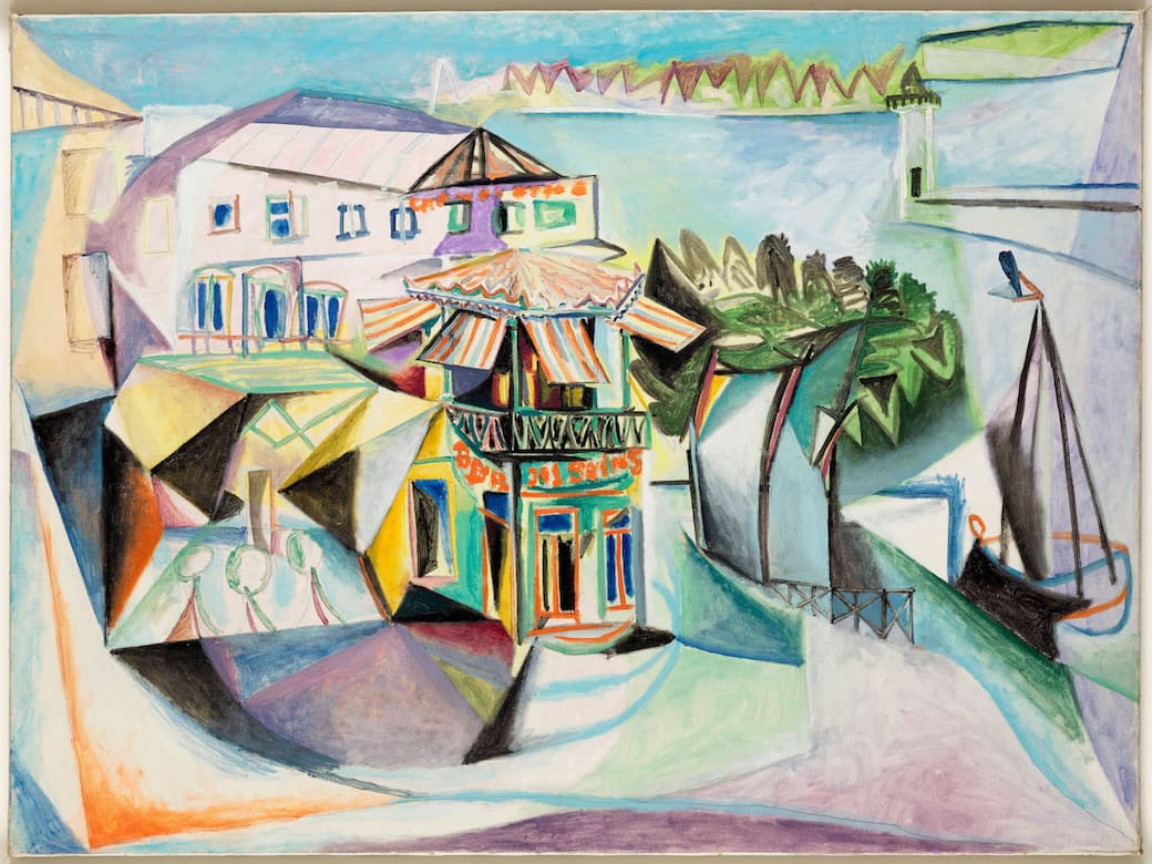 Pablo Picasso, Café at Royan. Oil on canvas, 97×130cm. Musée national Picasso-Paris. Dation Pablo Picasso, 1979. MP187 © GrandPalaisRmn (musée national Picasso-Paris) / Mathieu Rabeau © Succession Pablo Picasso, VEGAP, Madrid, 2025