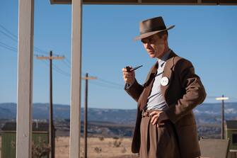 Cillian Murphy is J. Robert Oppenheimer in OPPENHEIMER, written, produced, and directed by Christopher Nolan.