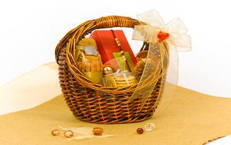 Beautiful cookie hamper gift basket for giving, the image isolated 