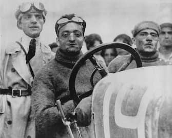 FILE - In this 1921 file photo, Enzo Ferrari is pictured in an Alfa Romeo ES, at the Mugello Circuit in Tuscany, Italy. 
(ANSA/AP Photo, File)