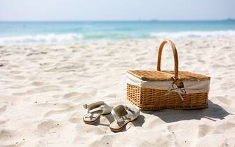 Picnic basket at the beach