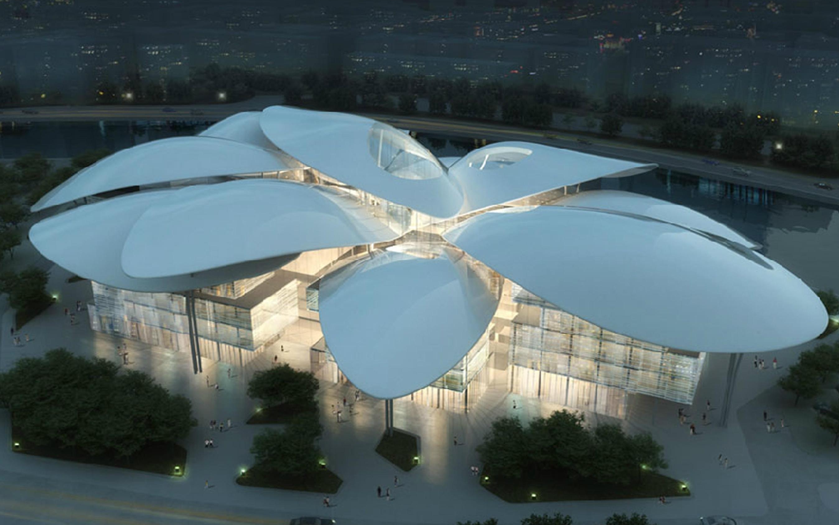 La Tbilisi Public Service Hall a Tbilisi, capitale della Georgia, opera dell'architetto Massimiliano Fuksas in un un'immagine tratta dal sito dello stesso artista. Si tratta di un edificio per uffici pubblici (la Banca Nazionale della Georgia, il Ministero dell'Energia e il Registro Civile e Nazionale) sovrastato da undici grandi petali. Foto diffusa il 27 settembre 2012.
ANSA/WEB/http://www.fuksas.it
+++EDITORIAL USE ONLY - NO SALES+++	
