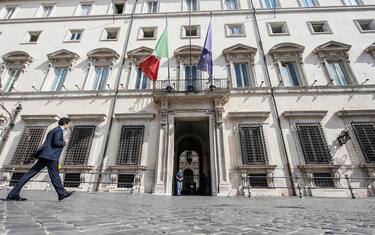 Palazzo Chigi durante il consiglio dei Ministri, Roma 13 luglio 2020. ANSA/FABIO FRUSTACI