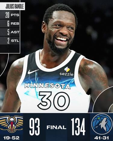 MINNESOTA TIMBERWOLVES-NEW ORLEANS PELICANS 134-93