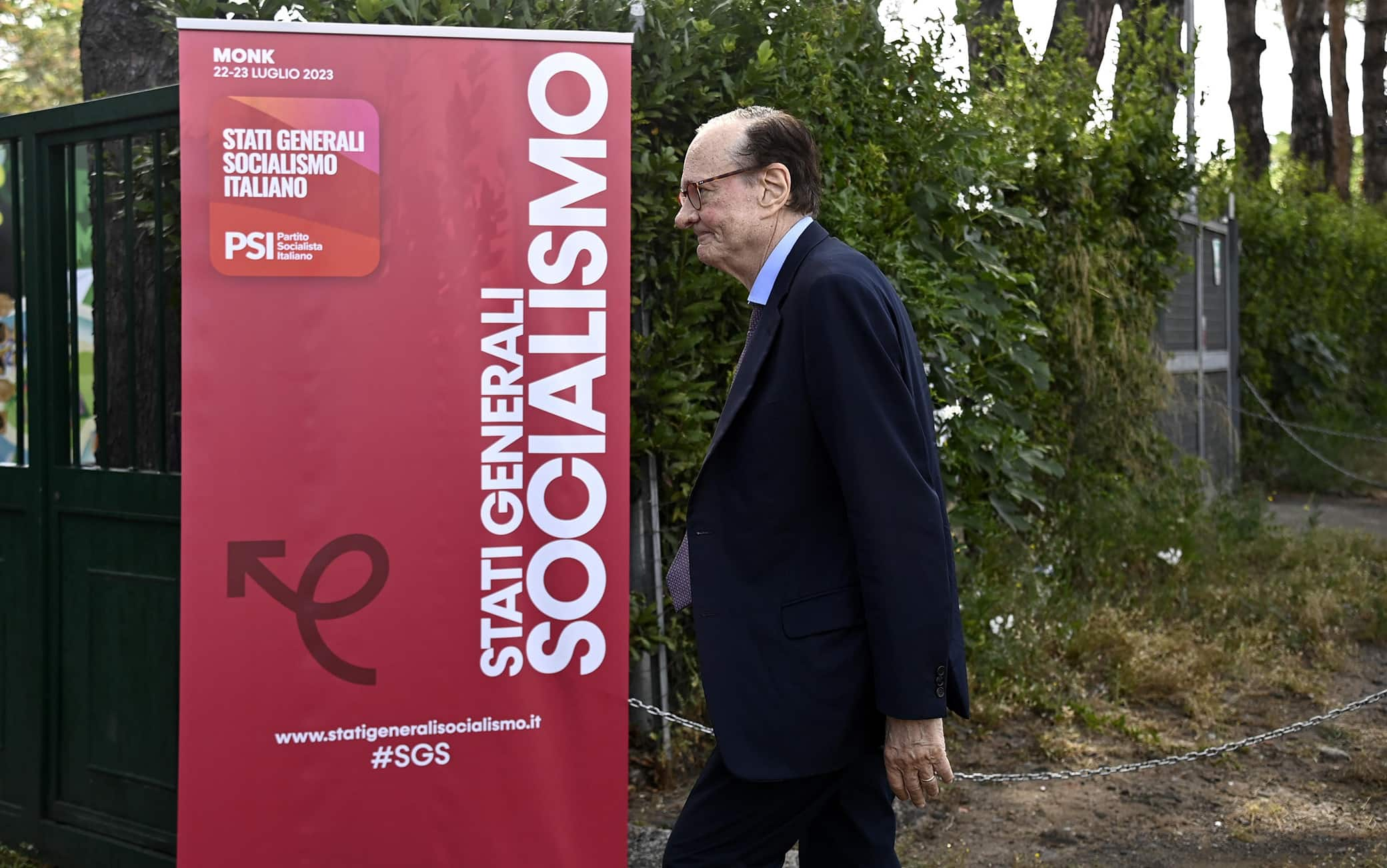 Ugo Intini durante gli Stati Generali del Socialismo, Roma, 22 luglio 2023. ANSA/RICCARDO ANTIMIANI