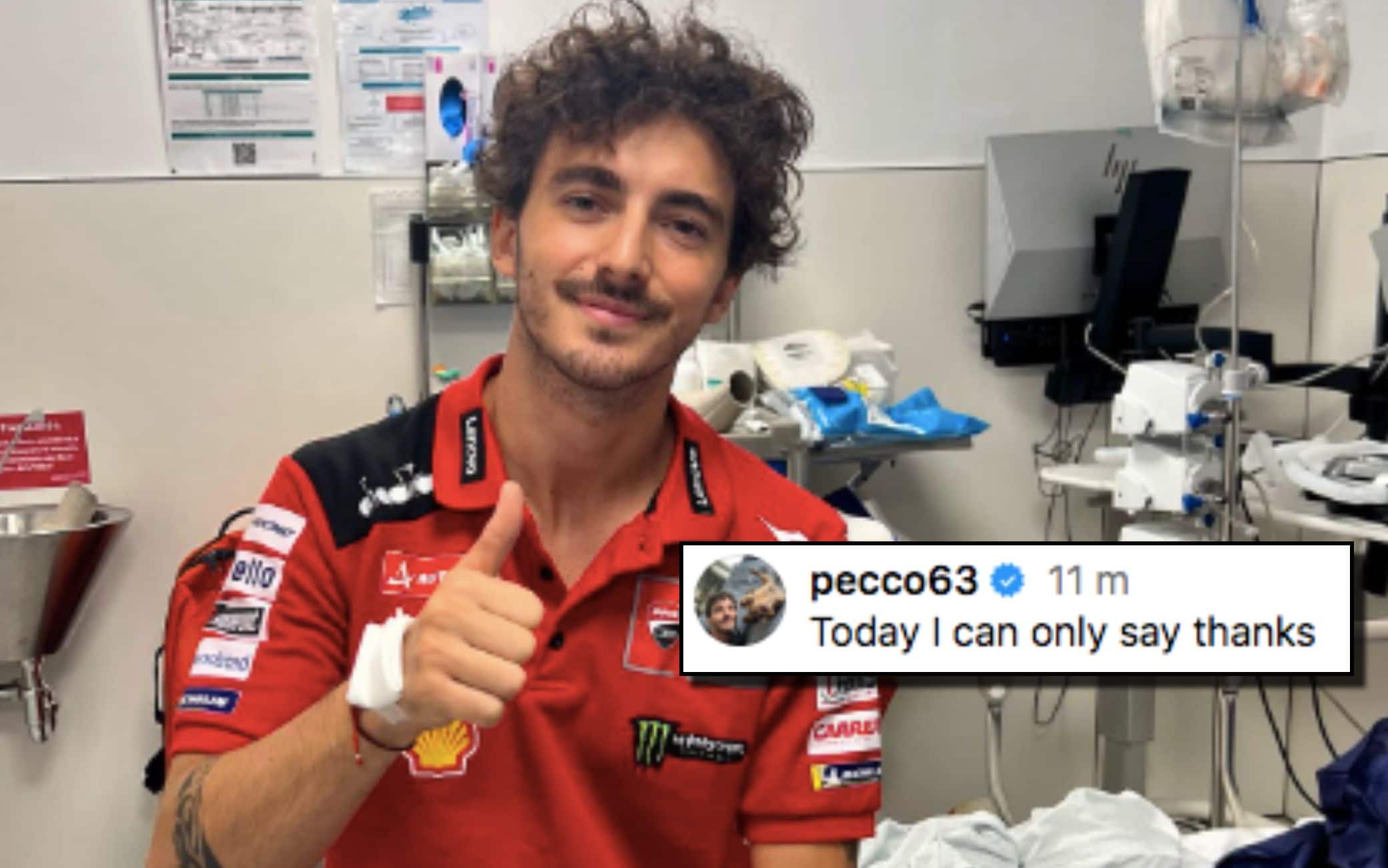 Pecco scrive su Instagram: "Oggi posso solo dire grazie"