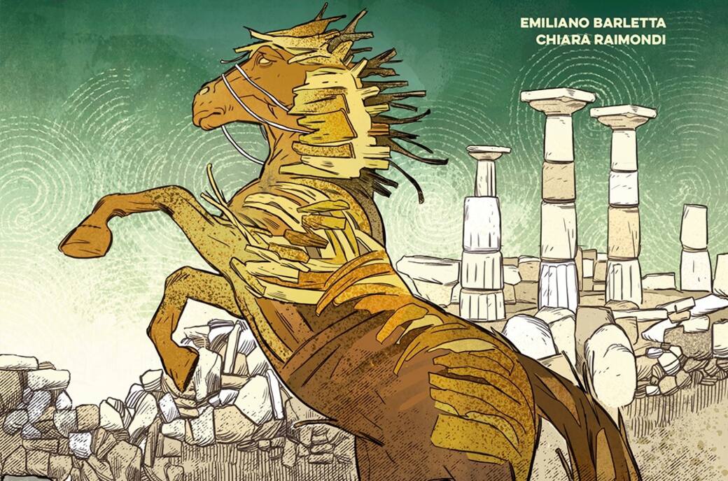 Un dettaglio della copertina de “La scoperta di Troia”