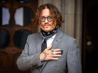 LONDON, ENGLAND - JULY 13: Johnny Depp arrives  at the Royal Courts of Justice, Strand on July 13, 2020 in London, England.Hollywood actor is taking News Group Newspapers, publishers of The Sun, to court over allegations that he was violent towards his ex-wife, Amber Heard, 34. (Photo by Samir Hussein/WireImage)