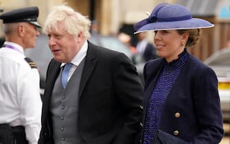 Former prime minister Boris Johnson and his wife Carrie Johnson arriving at Westminster Abbey, central London, ahead of the coronation ceremony of King Charles III and Queen Camilla. Picture date: Saturday May 6, 2023.