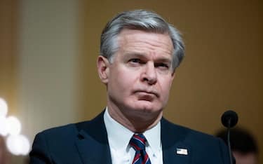 epa11116291 FBI Director Christopher Wray testifies before the House Select Committee on the Chinese Communist Party hearing entitled, 'The CCP Cyber Threat to the American Homeland and National Security,' on Capitol Hill in Washington, DC, USA, 31 January 2024.  EPA/MICHAEL REYNOLDS