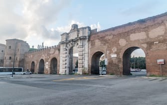 Rome, Italy - December 7, 2022: External facade of the Porta San Giovanni.
