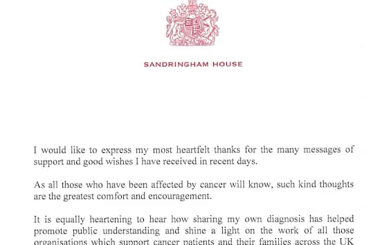 UK, King Charles thanks you for the messages of good wishes for his illness