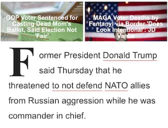 Trump avrebbe rivelato che quando era presidente aveva minacciato di non rispettare l’Articolo Quinto del trattato Nato, in base al quale tutti i membri hanno il dovere di difendere gli alleati