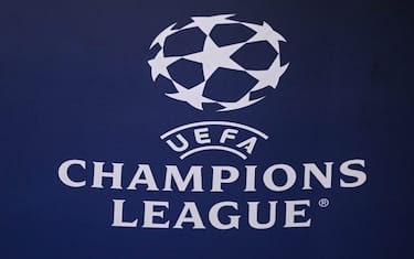 MUNICH, GERMANY - APRIL 19: Champions League logo prior to the UEFA Champions League quarterfinal second leg match between FC Bayern München and Manchester City at Allianz Arena on April 19, 2023 in Munich, Germany. (Photo by Harry Langer/DeFodi Images via Getty Images)