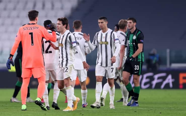 La Juventus festeggia il gol in Champions