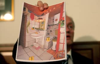 AMSTETTEN, AUSTRIA - APRIL 28:  Colonel Franz Polzer, chief investigator of the district of Lower Austria shows a detail picture of the cellar appartement, where a father imprisoned his daughter for 24 years and had seven children with her, during a press conference on April 28, 2008 in Amstetten, Austria. According to police Josef Fritzl kept his daughter Elizabeth, now 42, imprisoned in his basement and sexually abused her. Three of the children, now aged 5, 18 and 19, had never seen the light of day until the eldest was recently taken to hospital because of a severe illness.  (Photo by Johannes Simon/Getty Images)