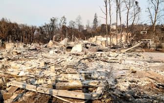 LOS ANGELES, CA - JANUARY 10: A view of John Goodman's home destroyed in the Palisades fire on January 10, 2025 in Los Angeles, California. (Photo by MEGA/GC Images)