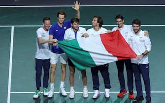 La festa dell'Italia dopo la vittoria della Coppa Davis
