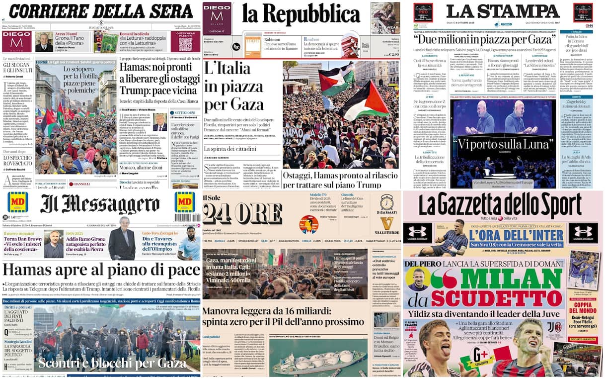 le prime pagine dei quotidiani di oggi 4 ottobre la rassegna stampa di sky tg24
