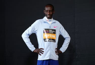 Kelvin Kiptum poses for photographers before a press conference in London ahead of the TCS London Marathon 2023 on Sunday. Picture date: Thursday April 20, 2023. (Photo by John Walton/PA Images via Getty Images)