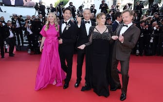 CANNES, FRANCE - MAY 23: (L-R) Hope Davis, Adrien Brody, Tom Hanks, Rita Wilson and Bryan Cranston attend the "Asteroid City" red carpet during the 76th annual Cannes film festival at Palais des Festivals on May 23, 2023 in Cannes, France. (Photo by Andreas Rentz/Getty Images)