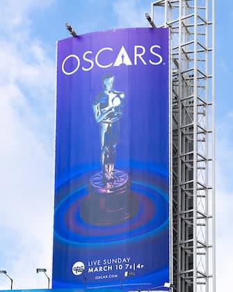HOLLYWOOD, CA - FEBRUARY 27: General views of a skyscraper billboard campaign for the 96th Academy Awards at Hollywood & Highland and the Dolby Theatre on February 27, 2024 in Hollywood, California.  (Photo by AaronP/Bauer-Griffin/GC Images)