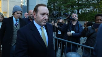 NEW YORK, UNITED STATES - OCTOBER 20: World-renowned actor Kevin Spacey leaves the Federal Court following his trial in Downtown New York, United States on October 20, 2022. A jury in New York on Thursday found that actor Kevin Spacey did not molest fellow actor Anthony Rapp when he was 14 years old. (Photo by Eren Abdullahogullari/Anadolu Agency via Getty Images)