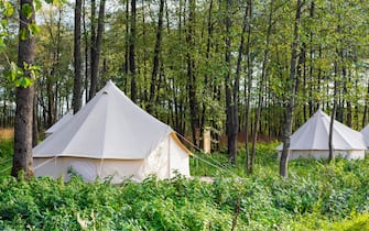 Group of glamping bell tents