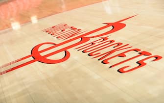 HOUSTON, TX - MAY 25:  The Houston Rockets logo is displayed on the floor of the arena prior to Game Four of the Western Conference Finals against the Golden State Warriors during the 2015 NBA Playoffs on May 25, 2015 at the Toyota Center in Houston, Texas. NOTE TO USER: User expressly acknowledges and agrees that, by downloading and or using this photograph, User is consenting to the terms and conditions of the Getty Images License Agreement. Mandatory Copyright Notice: Copyright 2015 NBAE (Photo by Noah Graham/NBAE via Getty Images)