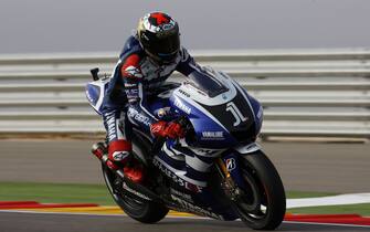 Jorge Lorenzo (ESP), Yamaha Factory Team, finished third.
MotoGP, Rd14, Gran Premio de Aragon, Motorworld Aragon, Spain, 18 September 2011.