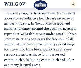“Negli ultimi anni abbiamo visto sforzi per restringere l’accesso alla salute riproduttiva ad un livello allarmante”, un accesso che è “sotto attacco” in Texas, Mississippi e altri stati", dichiarano Biden e Harris