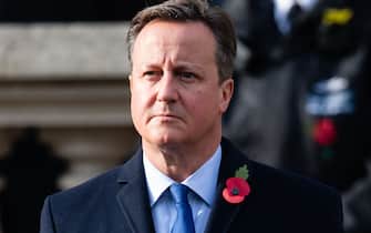LONDON, ENGLAND - NOVEMBER 08: David Cameron during the National Service of Remembrance at The Cenotaph on November 08, 2020 in London, England. (Photo by Pool/Samir Hussein/WireImage)