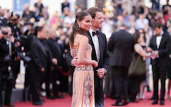 CANNES, FRANCE - MAY 21: Alicia Vikander and Michael Fassbender attend the "Firebrand (Le Jeu De La Reine)" red carpet during the 76th annual Cannes film festival at Palais des Festivals on May 21, 2023 in Cannes, France. (Photo by Andreas Rentz/Getty Images)