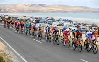 ADELAIDE, AUSTRALIA - JANUARY 26. Bruno Armirail of France and Equipe Cycliste Groupama-FDJ leads the peloton on the Esplanade at Aldinga Beach at Stage 6 from McLaren Vale to Willunga Hill of the 22nd Santos Tour Down Under on January 26, 2020 in Willunga Hill, Australia. (Photo by Peter Mundy/Getty Images)