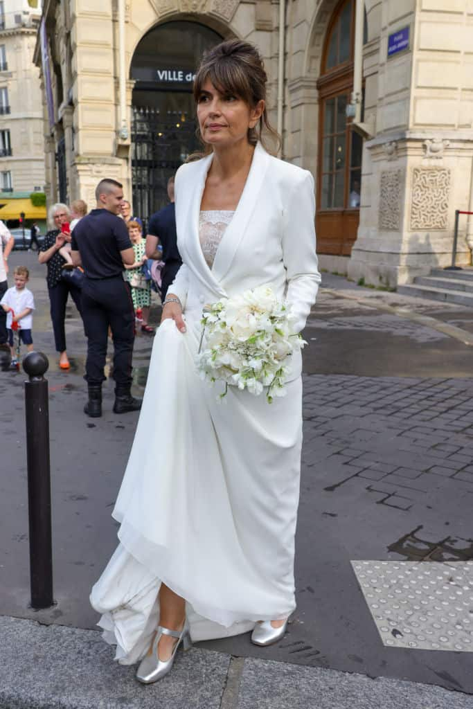 PARIS, FRANCE - JUNE 17:  ValÃ©rie Perrin is  seen at her wedding to Claude Lelouch at 18th Arrondissement City Hall on June 17, 2023 in Paris, France. (Photo by Pierre Suu/GC Images)