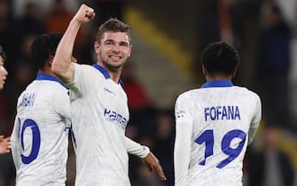 epa10524641 KAA Gent's Hugo Cuypers celebrates after scoring the 0-4 during the UEFA Conference League round of 16 second leg soccer match between Istanbul Basaksehir and KAA Gent in Istanbul, Turkey, 15 March 2023.  EPA/TOLGA BOZOGLU