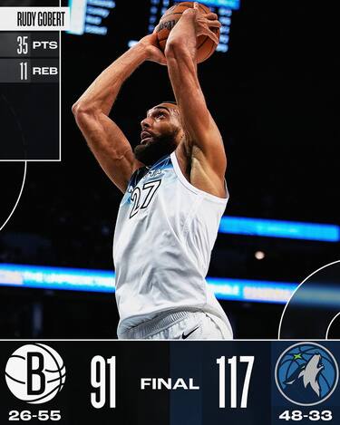 MINNESOTA TIMBERWOLVES-BROOKLYN NETS 117-91