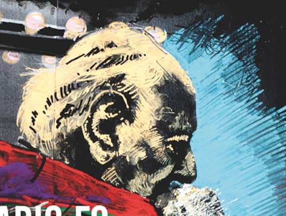 Un dettaglio della copertina di “Dario Fo. Disegno prima di scrivere”