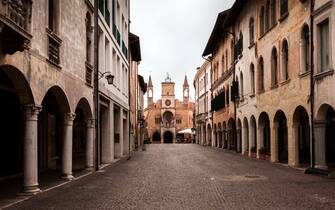 Pordenone Communal Palace of Pordenone on the end of the beautiful medieval Corso Vittorio Emanuelle II street Pordenone, Friuli Venezia Giulia Italy