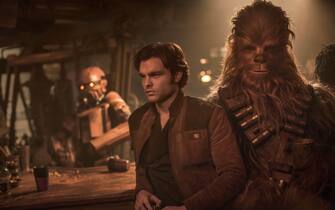 Alden Ehrenreich is Han Solo and Joonas Suotamo is Chewbacca in SOLO: A STAR WARS STORY.