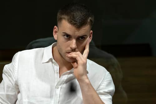 Gabriele Natale Hjorht, allÂ?interno dellÂ?aula della corte dÂ?appello,  per il processo bis per la morte del Carabiniere Mario Cerciello Rega, Roma, 3 luglio 2024 ANSA/MASSIMO PERCOSSI